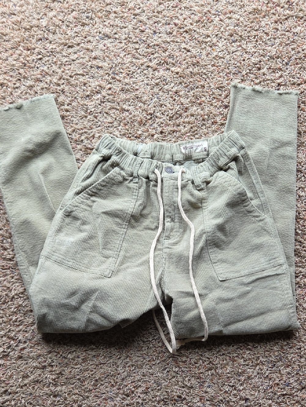 Women's Light Sage Corduroy Jogger Pants with Drawstring